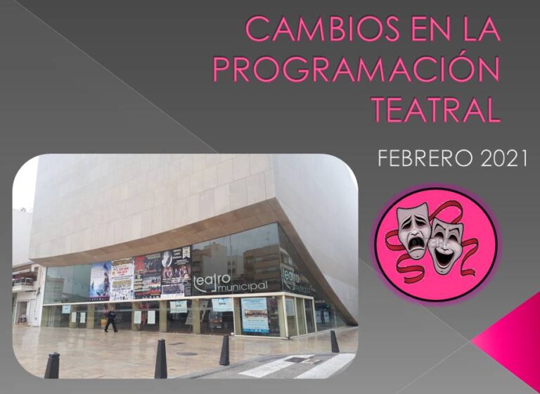 CAMBIOS EN LA PROGRAMACIÓN DEL TEATRO MUNICIPAL PARA FEBRERO DE 2021