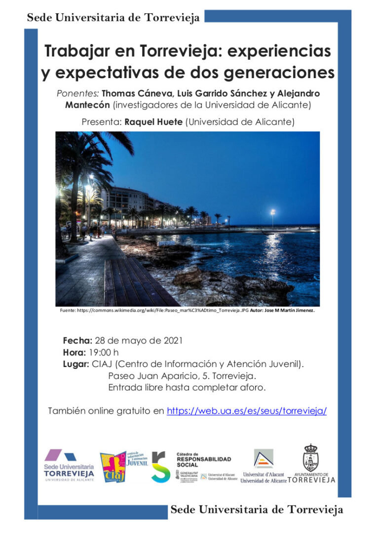 EL VIERNES, 28 DE MAYO, EL CIAJ ACOGE LA CHARLA “TRABAJAR EN TORREVIEJA: EXPERIENCIAS Y EXPECTATIVAS DE DOS GENERACIONES»