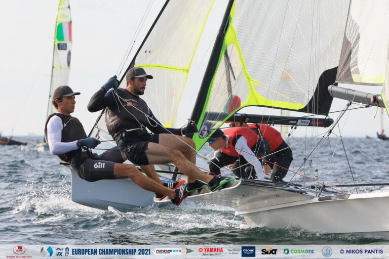 Antonio Torrado y Andrés Barrio en el puesto 13º del Campeonato de Europa de la clase olímpica 49er en Salónica-Grecia￼