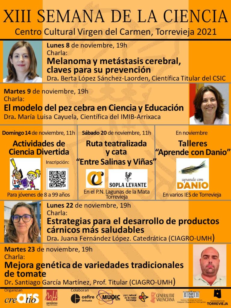 LA XIII SEMANA DE LA CIENCIA PRESENTA UN COMPLETO PROGRAMA CON CHARLAS DIVULGATIVAS, ACTIVIDADES DE CIENCIA DIVERTIDA, TALLERES Y LA RUTA TEATRALIZADA “ENTRE SALINAS Y VIÑAS”