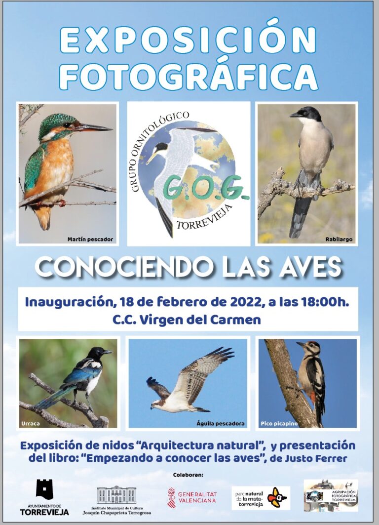 MAÑANA SE INAUGURA LA EXPOSICIÓN FOTOGRÁFICA “CONOCIENDO LAS AVES”