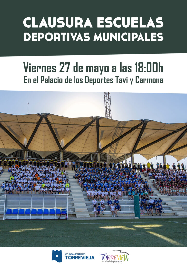 MAÑANA VIERNES, 27 DE MAYO, A LAS 18:00 HORAS, SE CELEBRA LA CLAUSURA DE LAS ESCUELAS DEPORTIVAS MUNICIPALES EN EL PALACIO DE LOS DEPORTES “TAVI Y CARMONA”