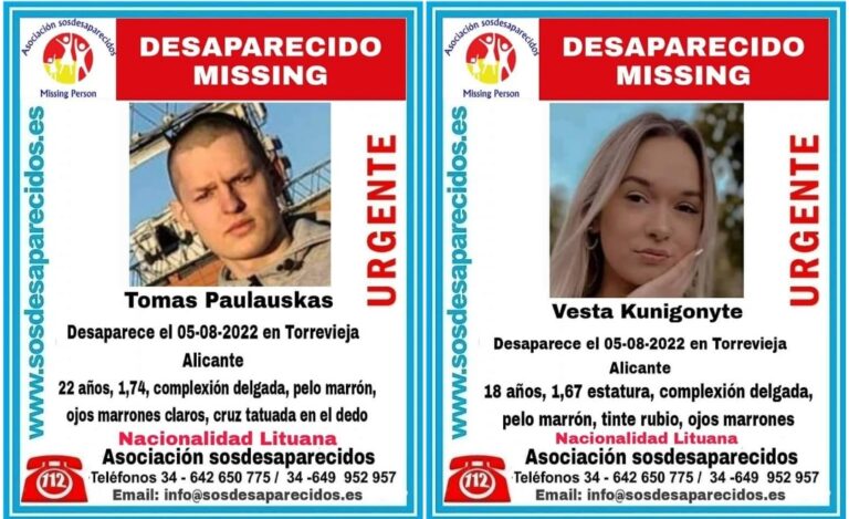 Dos jóvenes lituanos desparecen en Torrevieja