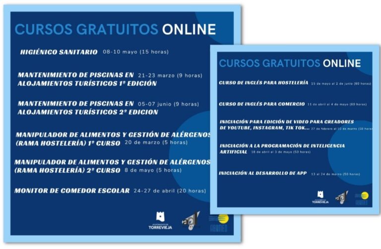 LA ADL IMPARTIRÁ DIEZ NUEVOS CURSOS GRATUITOS ONLINE DIRIGIDOS A DESEMPLEADOS EMPADRONADOS EN TORREVIEJA