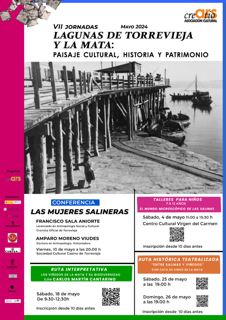 VII JORNADAS LAGUNAS DE TORREVIEJA Y LA MATA: PAISAJE CULTURAL, HISTORIA Y PATRIMONIO. MAYO 2024
