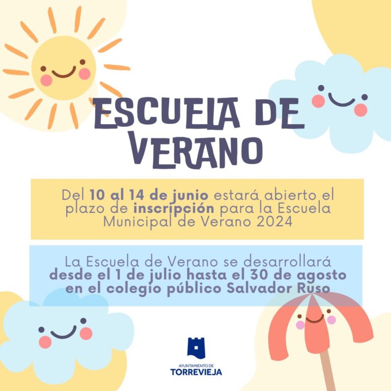 DEL 10 AL 14 DE JUNIO ESTARÁ ABIERTO EL PLAZO DE INSCRIPCIÓN PARA LA ESCUELA MUNICIPAL DE VERANO 2024