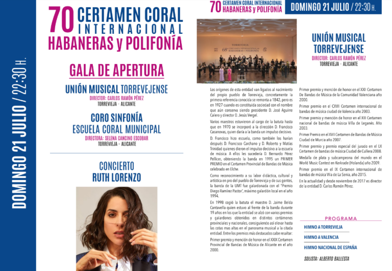 Torrevieja se convierte a partir de este domingo en referente mundial de la Habanera y el canto coral