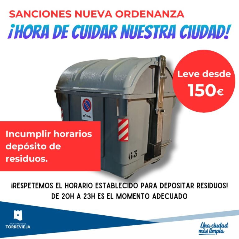 HOY ENTRA EN VIGOR LA NUEVA ORDENANZA DE ASEO URBANO DEL AYUNTAMIENTO DE TORREVIEJA