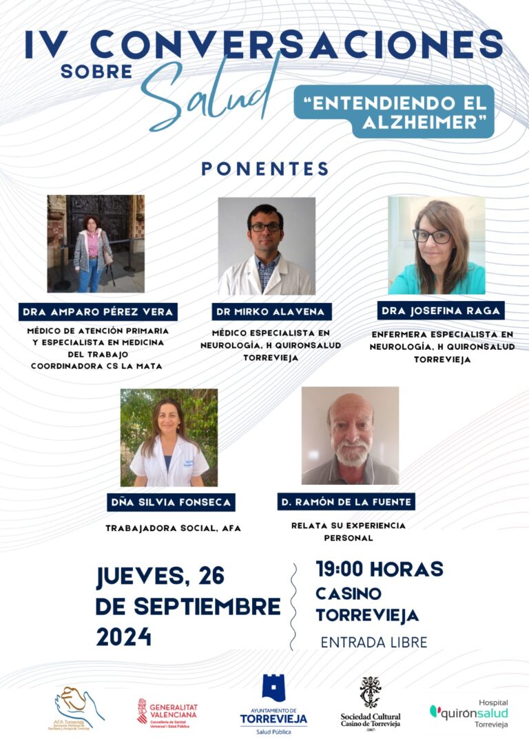 EL JUEVES 26 DE SEPTIEMBRE SE CELEBRA LA IV EDICIÓN DE CONVERSACIONES SOBRE SALUD: ENTENDIENDO EL ALZHEIMER