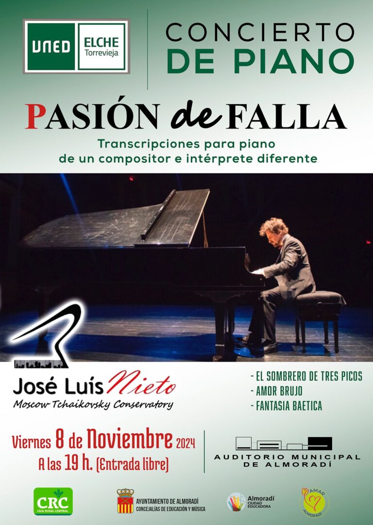 LA UNED DE TORREVIEJA ORGANIZA CONCIERTOS DE PIANO EN LAS LOCALIDADES DE ALMORADÍ, ROJALES Y ORIHUELA