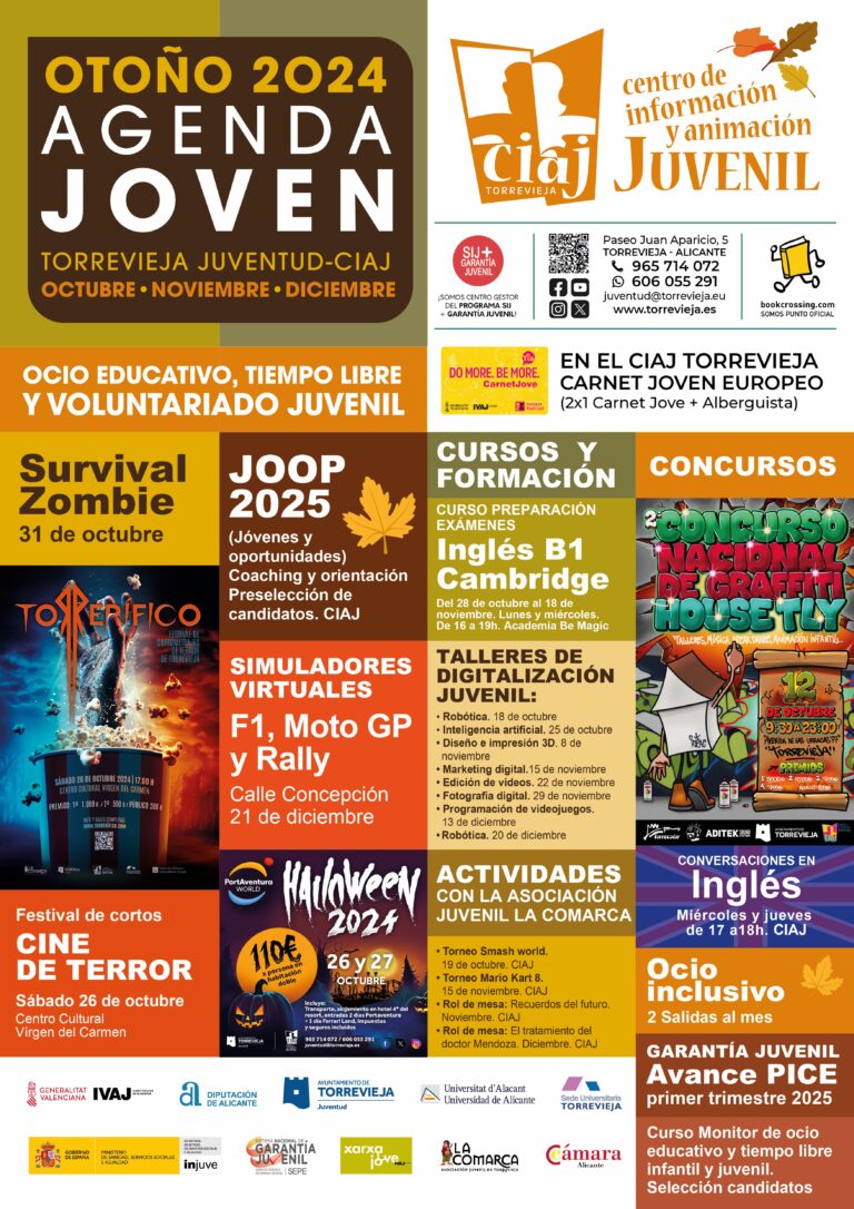JUVENTUD PRESENTA SU AGENDA JOVEN DE OTOÑO 2024 PARA LOS MESES DE OCTUBRE, NOVIEMBRE Y DICIEMBRE