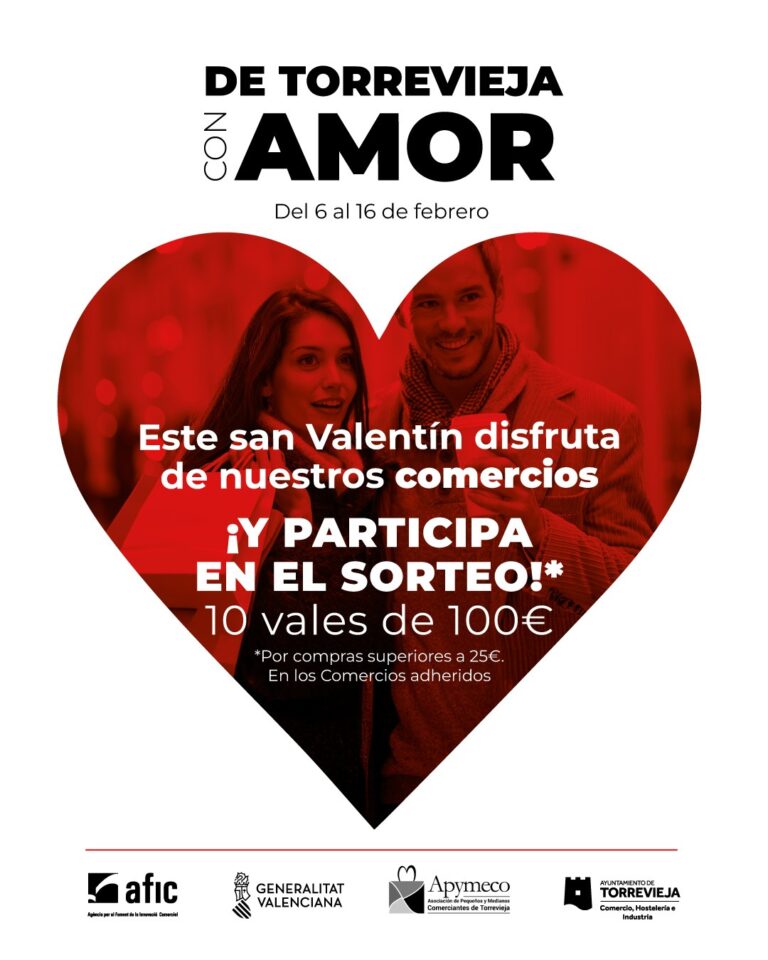 “DE TORREVIEJA CON AMOR”, LA CAMPAÑA DE SAN VALENTÍN QUE INUNDA LOS COMERCIOS DE TORREVIEJA