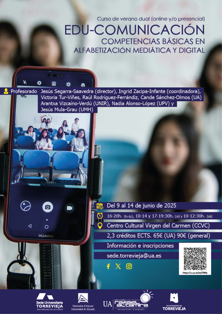 LA UA OFERTA EN TORREVIEJA EL CURSO DE VERANO “EDU-COMUNICACIÓN: COMPETENCIAS BÁSICAS EN ALFABETIZACIÓN MEDIÁTICA Y DIGITAL”