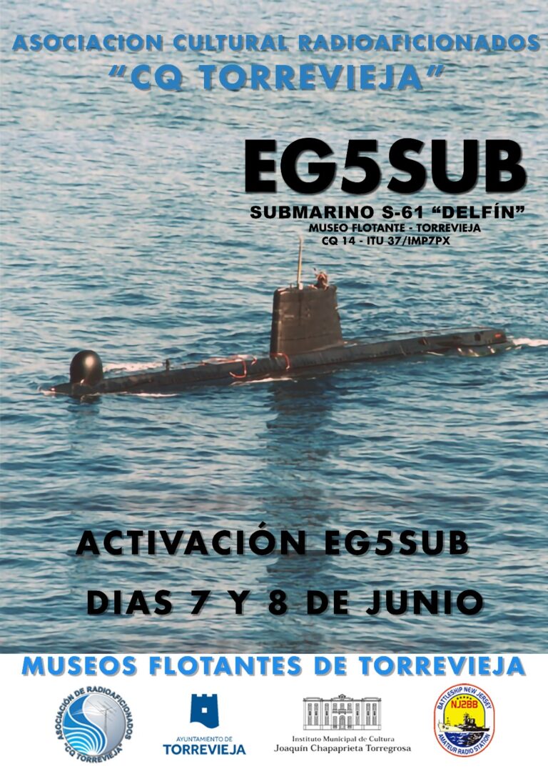 LOS RADIOAFICIONADOS DE TORREVIEJA ACTIVARÁN EL SUBMARINO S-61 DELFÍN COMO ESTACIÓN DE RADIO CON MOTIVO DEL DÍA INTERNACIONAL DE LOS MUSEOS FLOTANTES