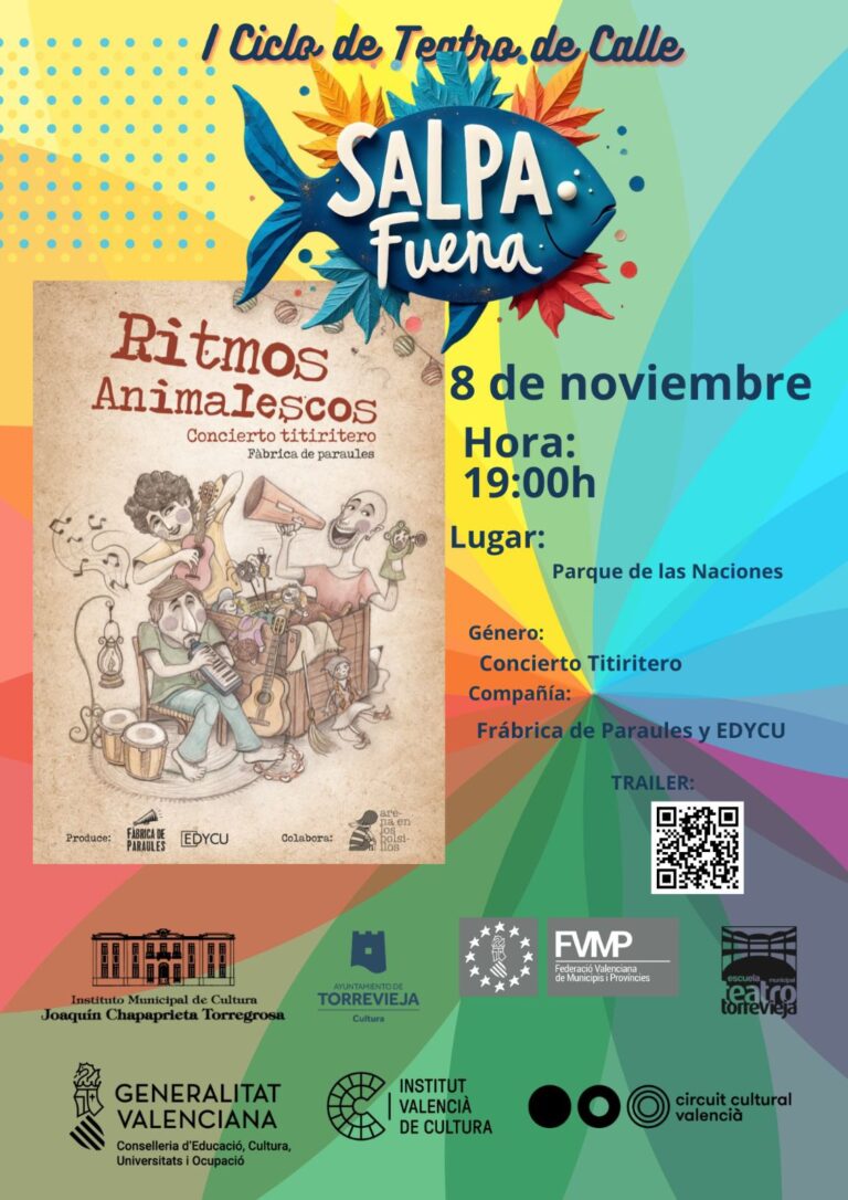 Torrevieja despide el I Ciclo de Teatro de Calle con “Ritos Animalescos”, un concierto titiritero lleno de magia y diversión familiar