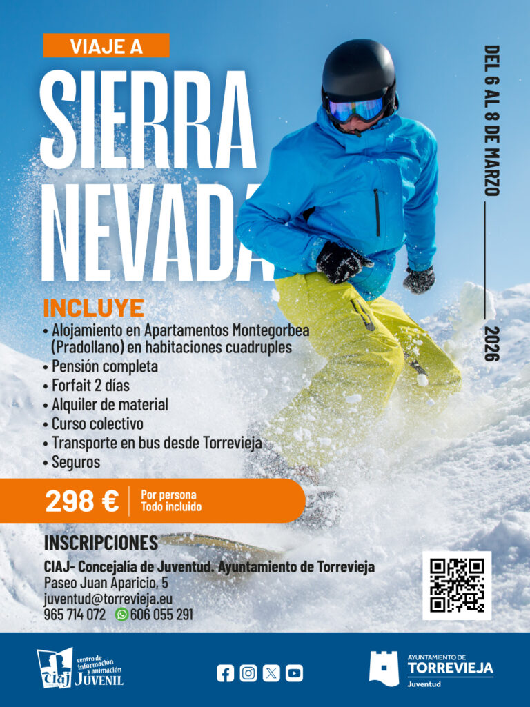 JUVENTUD ORGANIZA UN VIAJE A SIERRA NEVADA PARA PRACTICAR ESQUÍ O SNOWBOARD