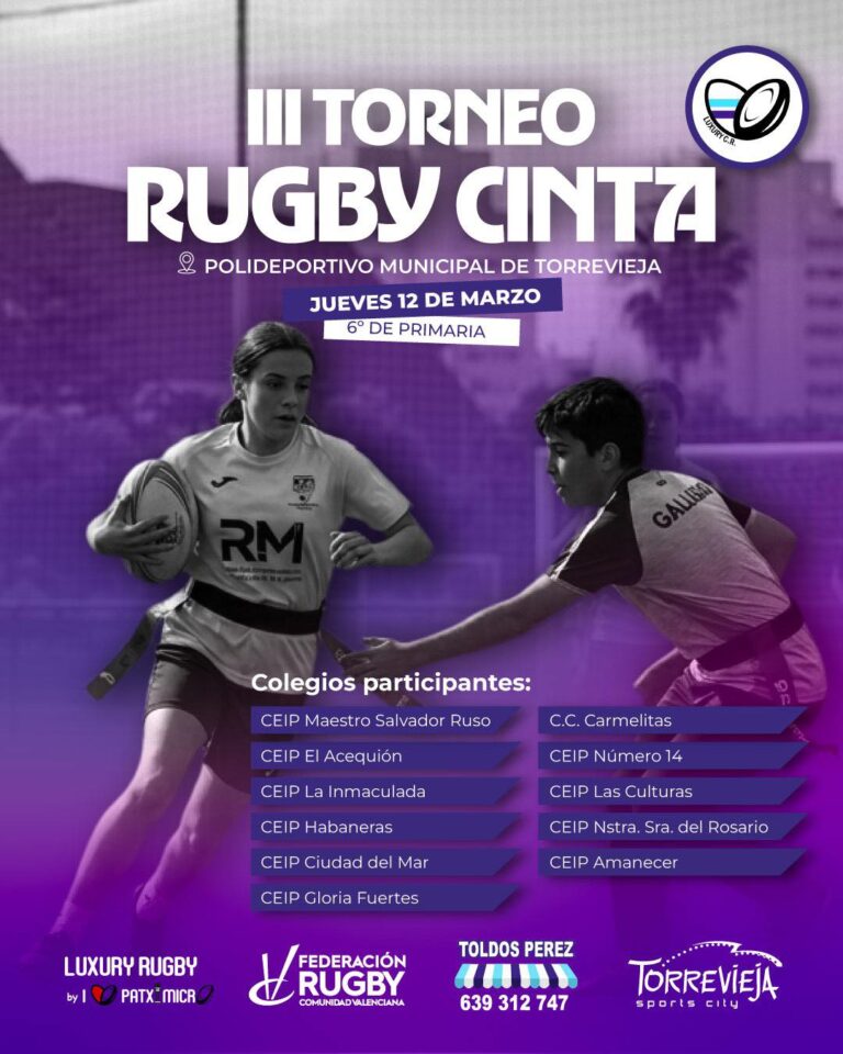 Más de 300 escolares participan en la III edición del Torneo de Rugby Cinta organizado por el Luxury Club de Rugby en Torrevieja