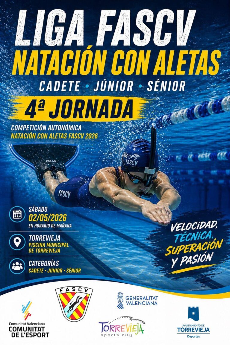 La Liga FASCV de Natación con Aletas celebra en Torrevieja su cuarta jornada autonómica