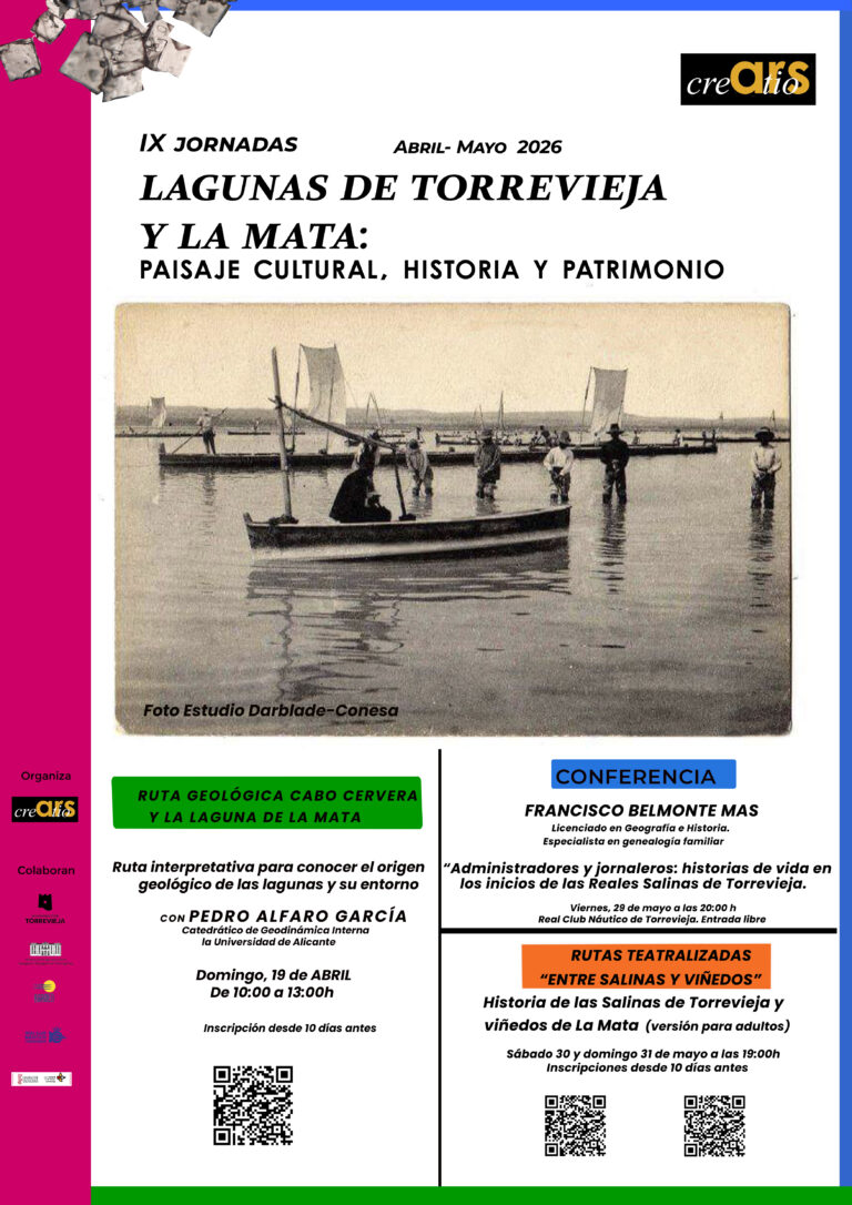 Ars Creatio presenta las IX Jornadas “Lagunas de Torrevieja y La Mata: paisaje cultural, historia y patrimonio” 2026