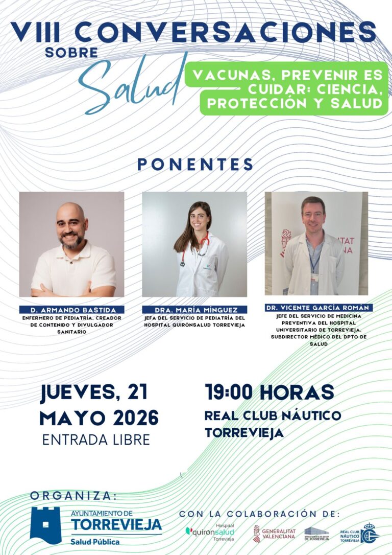 El Real Club Náutico Torrevieja acoge una jornada sobre vacunas y salud pública dentro del ciclo “Conversaciones sobre Salud”