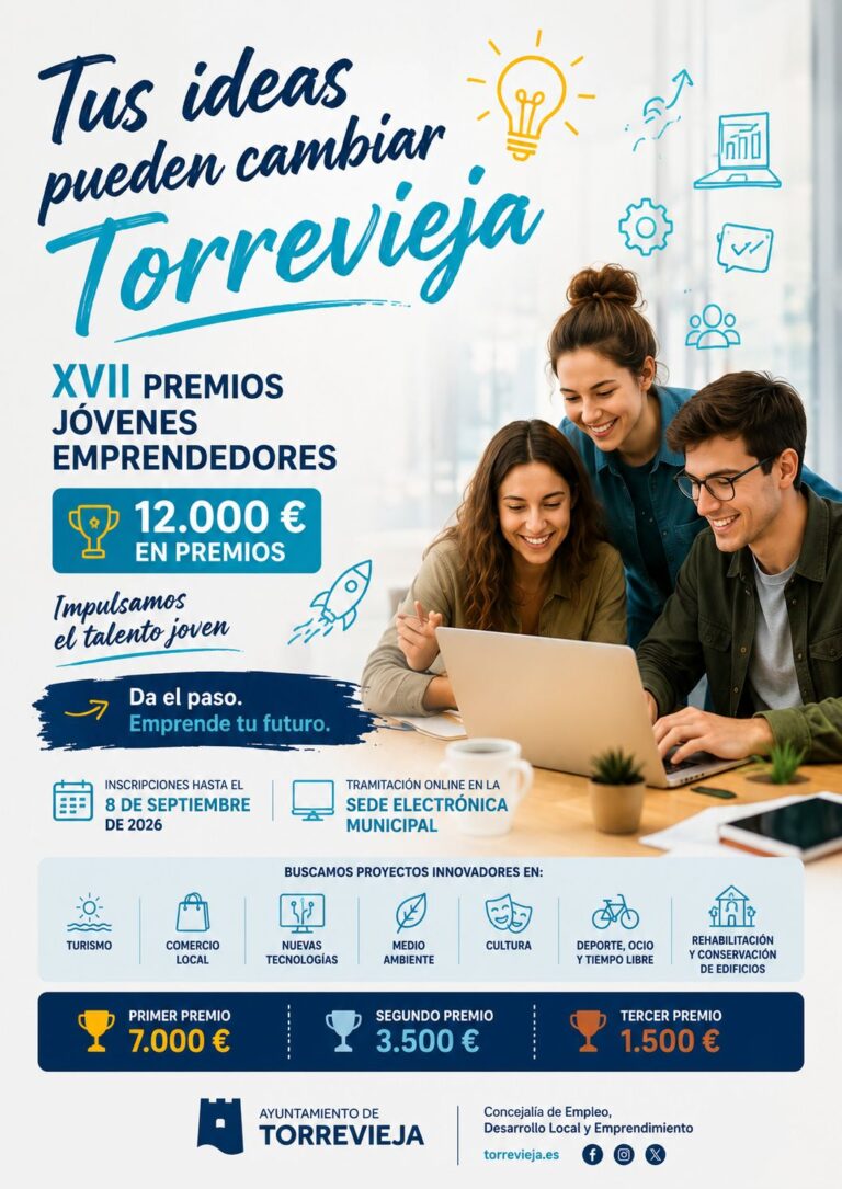 Torrevieja lanza la XVII edición de los Premios Jóvenes Emprendedores con 12.000 euros en ayudas