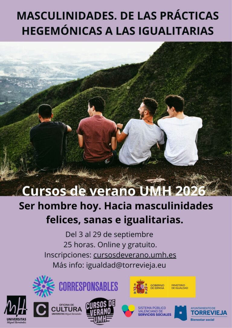 La Concejalía de Igualdad de Torrevieja y la UMH impulsan un curso online sobre nuevas masculinidades igualitarias