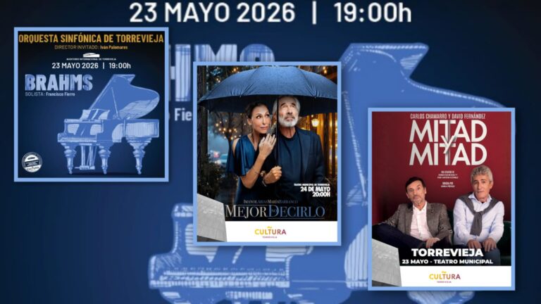 Torrevieja reúne un fin de semana cultural de primer nivel con Brahms, Imanol Arias, María Barranco y las comedias teatrales de la temporada