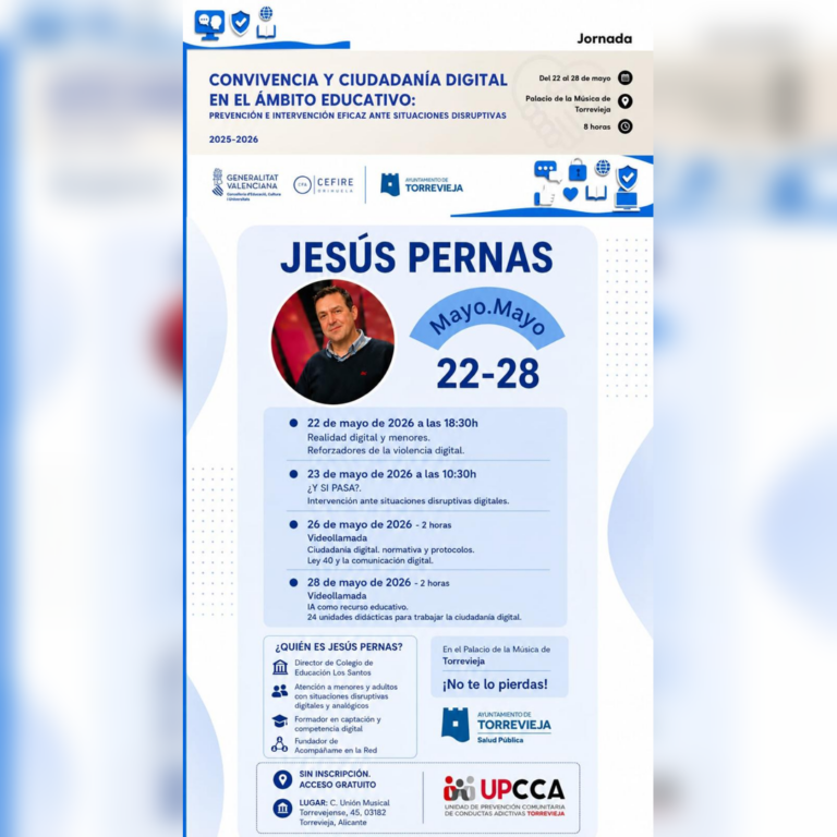 Torrevieja organiza una jornada sobre convivencia y ciudadanía digital con el experto Jesús Pernas