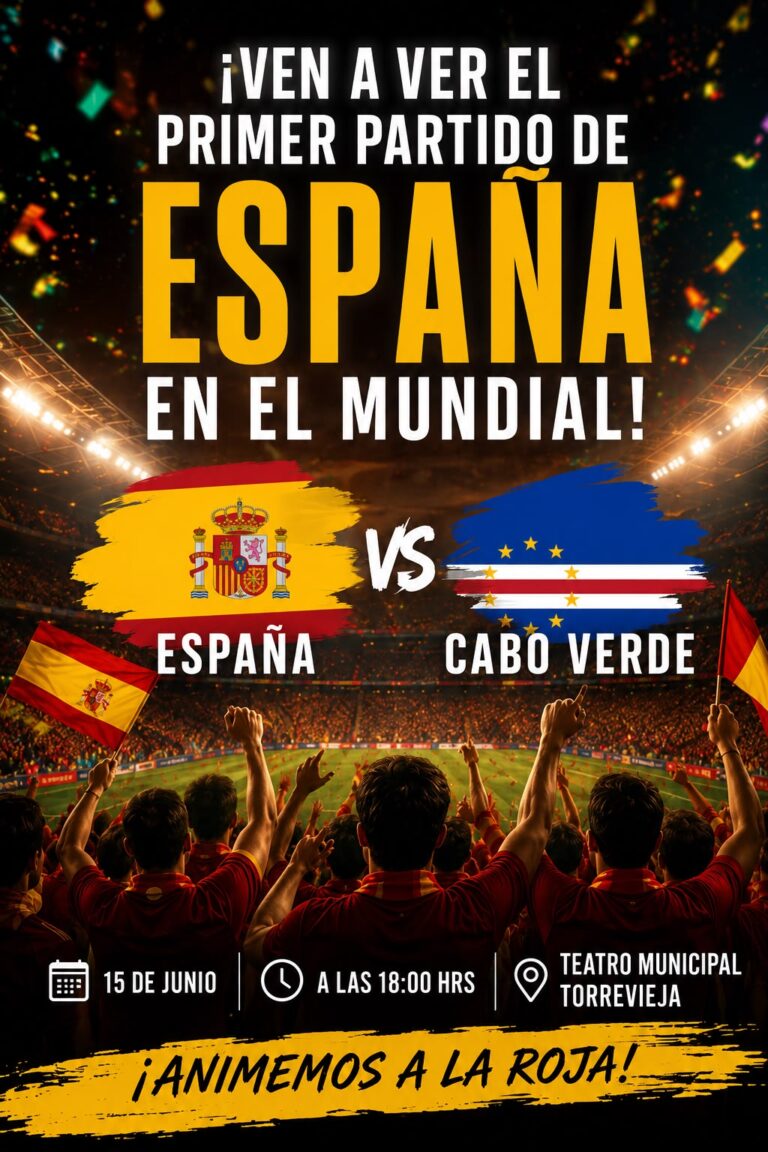 Torrevieja retransmitirá en directo el debut de España en el Mundial con entrada gratuita en el Teatro Municipal