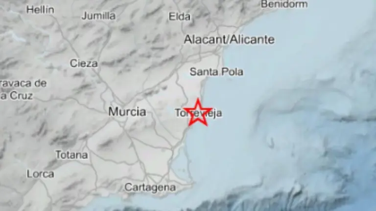 Un pequeño terremoto de magnitud 1,7 se registra esta madrugada al este de Torrevieja