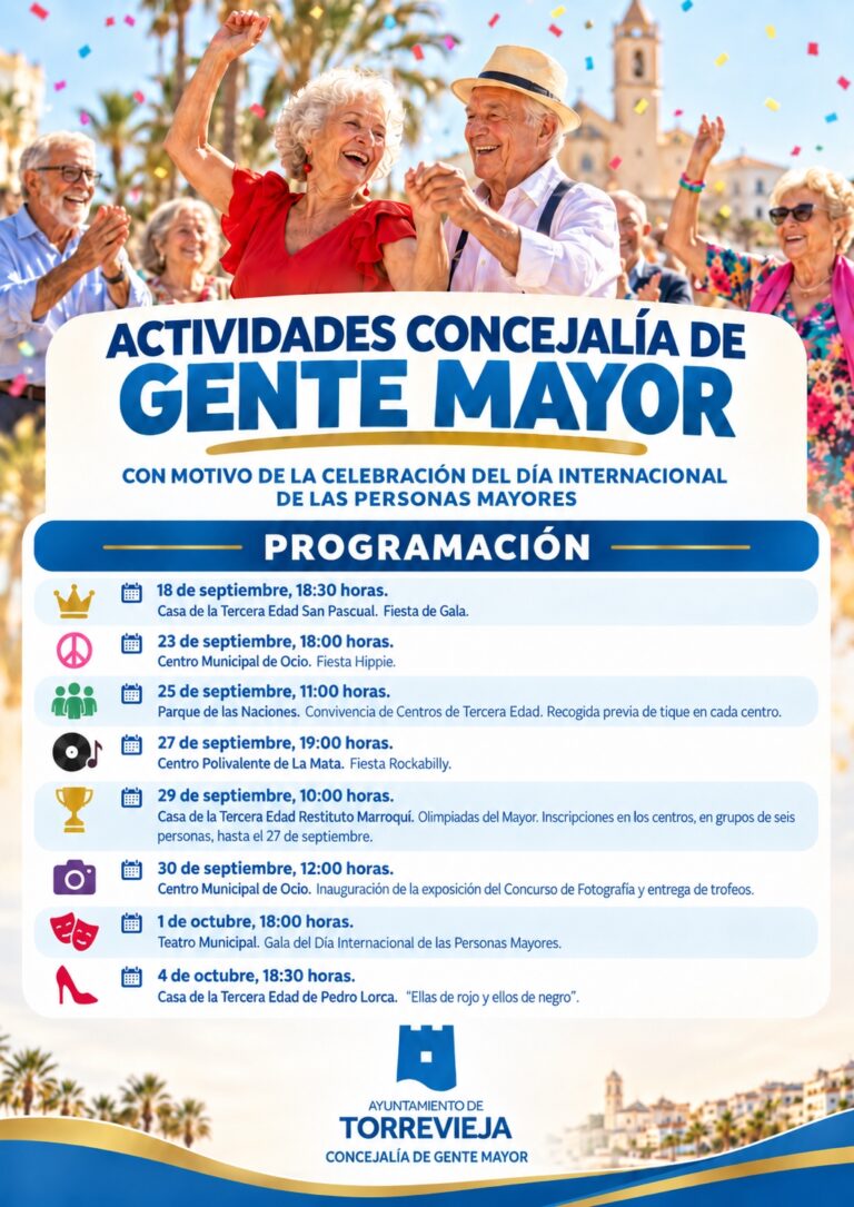 Torrevieja prepara una amplia programación para celebrar el Día Internacional de las Personas Mayores