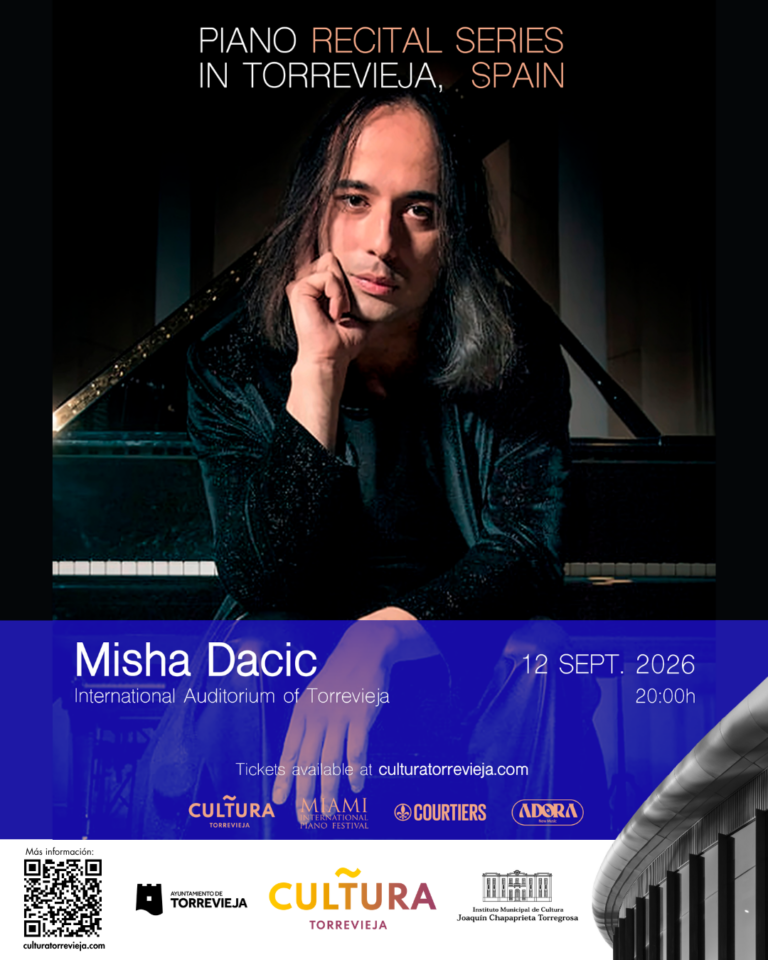 Cultura Torrevieja estrena la Piano Recital Series con Misha Dacić en el Auditorio Internacional