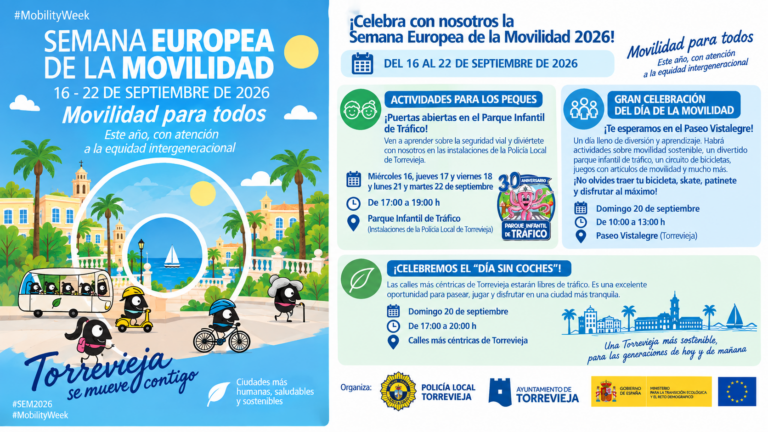 Torrevieja celebra desde hoy la Semana Europea de la Movilidad 2026 con educación vial, movilidad sostenible y un Día sin Coches