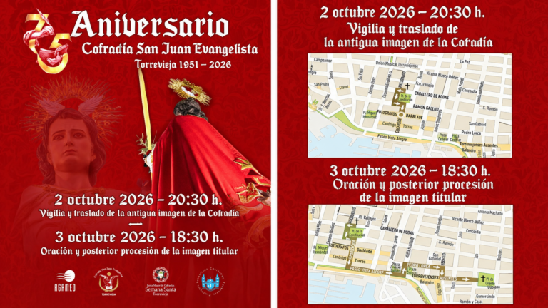 El San Juan Evangelista saldrá en procesión extraordinaria el 3 de octubre para cerrar el 75 aniversario de su cofradía