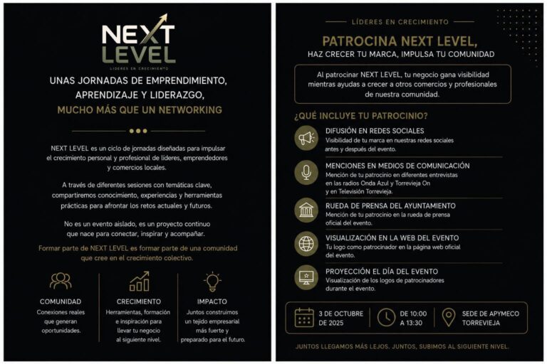 Next Level llega a Torrevieja para impulsar el crecimiento personal y empresarial de autónomos y emprendedores