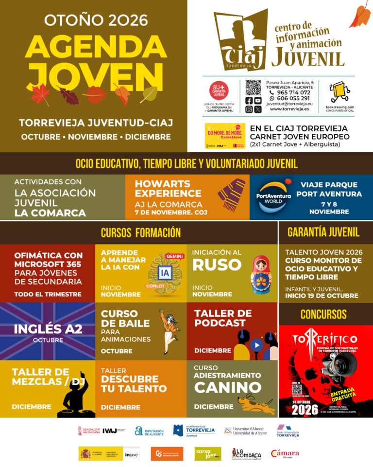 Juventud presenta su Agenda Joven de Otoño 2026 con 15 propuestas de formación, ocio y participación